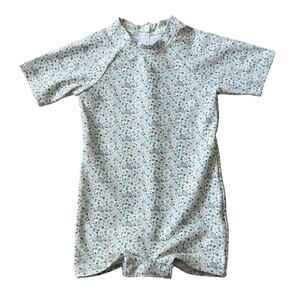 Minnow Unisex Floral Rashguard Swimsuit Short Sleeve One Piece Size 1 (6m-18m)